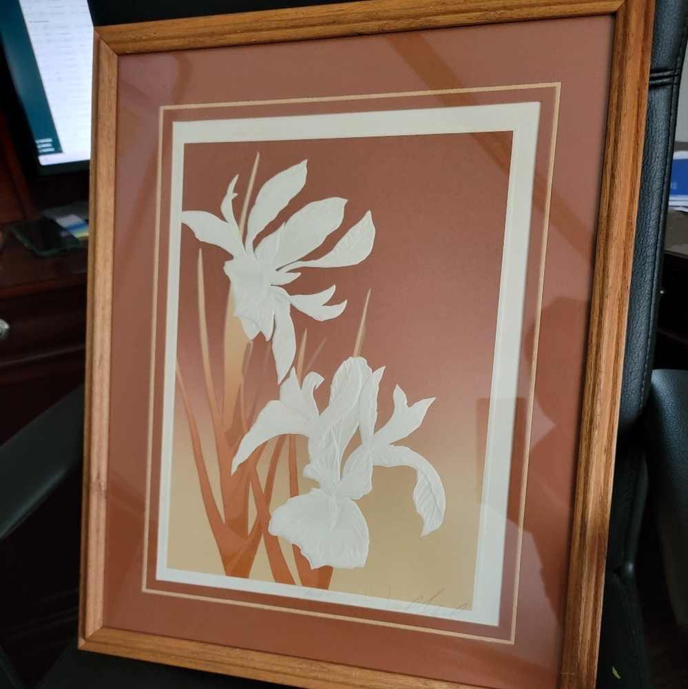 1983 DAVID ALL GOOD SERIGRAPH PAPER EMBOSSED "IRIS" PENCIL SIGNED TITLED 16X20